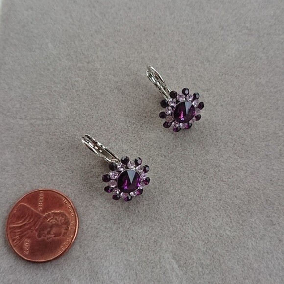 silver & faux amethyst drop earrings - Picture 1 of 6